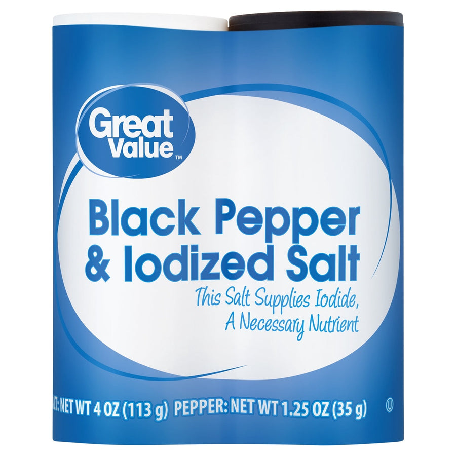 Great Value Black Pepper & Iodized Salt 5.25 oz